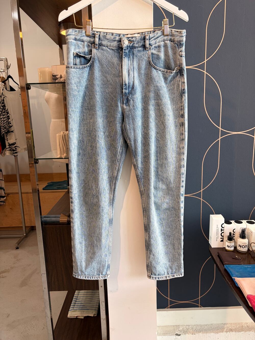 Isabel Marant Étoile Light Wash Straight Leg Jeans High Rise Faded Denim